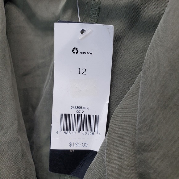 Banana Republic Trench Dress Womens 12 Green Roll Tab Sleeve Belt Waist Notch - Picture 7 of 12